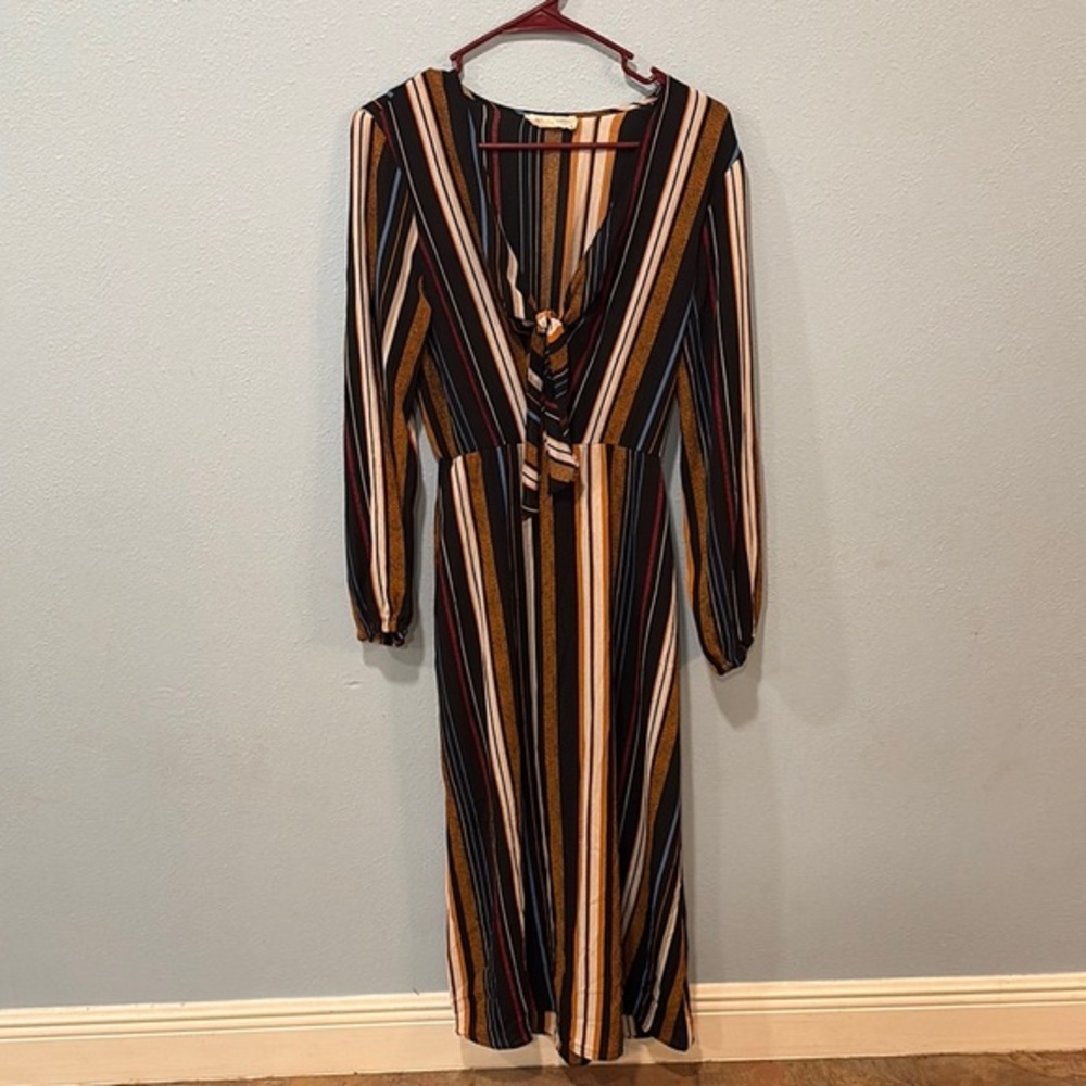 All in Favor Striped Multicolor Maxi Dress boho size M long sleeve nordstrom